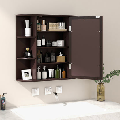 Wall-Mounted Bathroom Mirror Cabinet with Storage Shelves, Brown Wall Cabinets at Gallery Canada