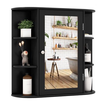 Wall-Mounted Bathroom Mirror Cabinet with Storage Shelves, Black Wall Cabinets at Gallery Canada