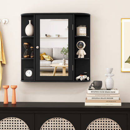 Wall-Mounted Bathroom Mirror Cabinet with Storage Shelves, Black Wall Cabinets at Gallery Canada