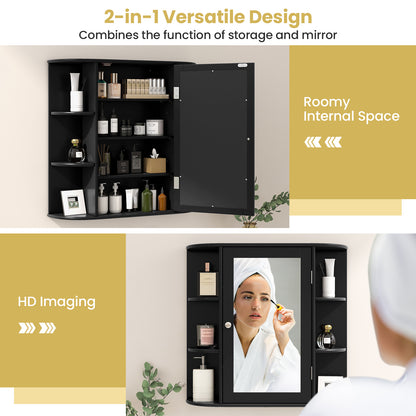 Wall-Mounted Bathroom Mirror Cabinet with Storage Shelves, Black Wall Cabinets at Gallery Canada