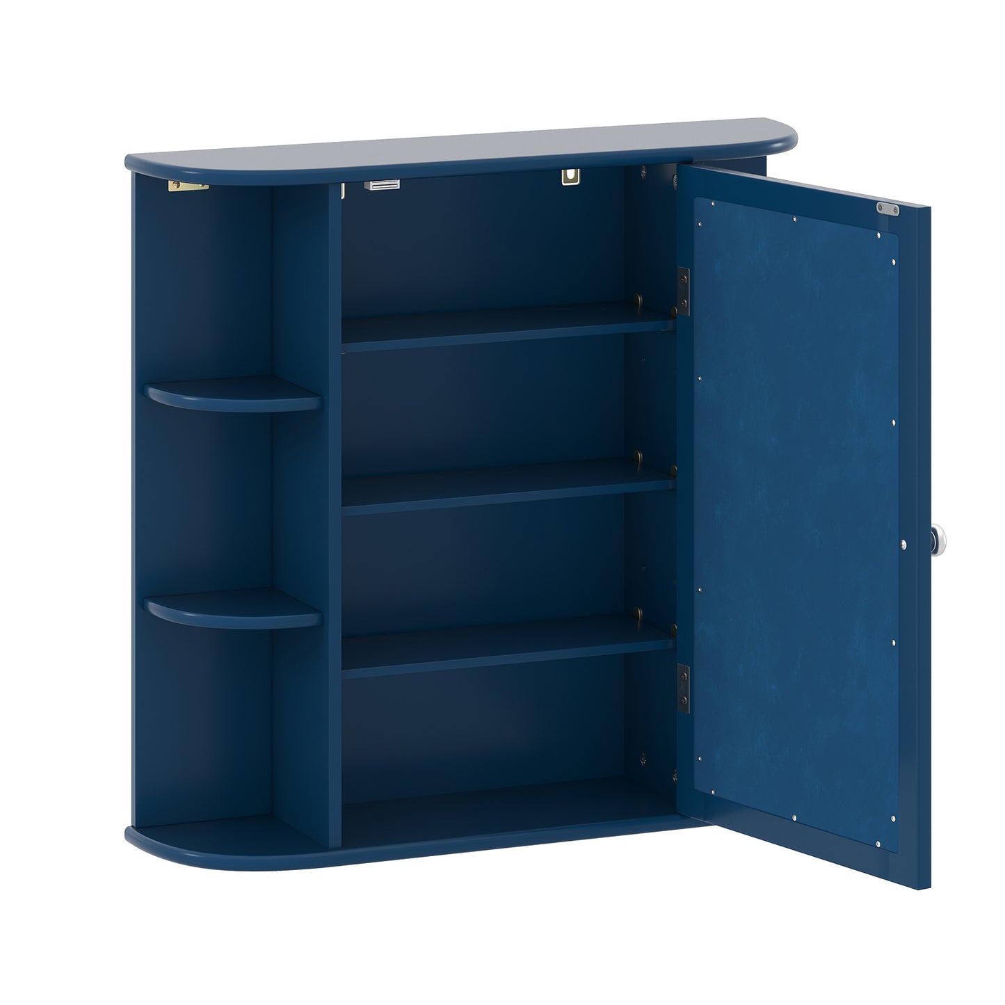 Wall-Mounted Bathroom Mirror Cabinet with Storage Shelves, Blue