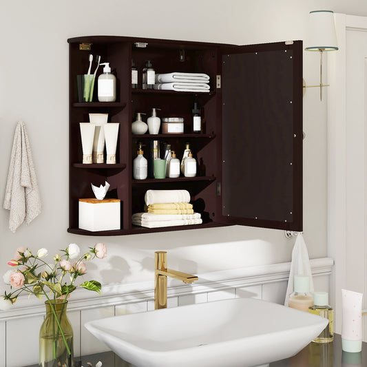 Wall Mounted Bathroom Mirror Cabinet With Storage Shelves, Brown Wall Cabinets Brown at Gallery Canada