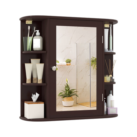 Wall Mounted Bathroom Mirror Cabinet With Storage Shelves, Brown Wall Cabinets Brown at Gallery Canada
