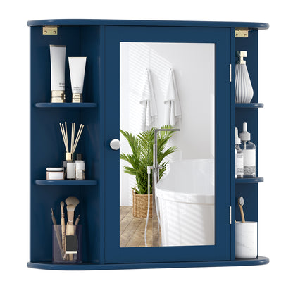 Wall-Mounted Bathroom Mirror Cabinet with Storage Shelves, Blue Wall Cabinets Blue at Gallery Canada