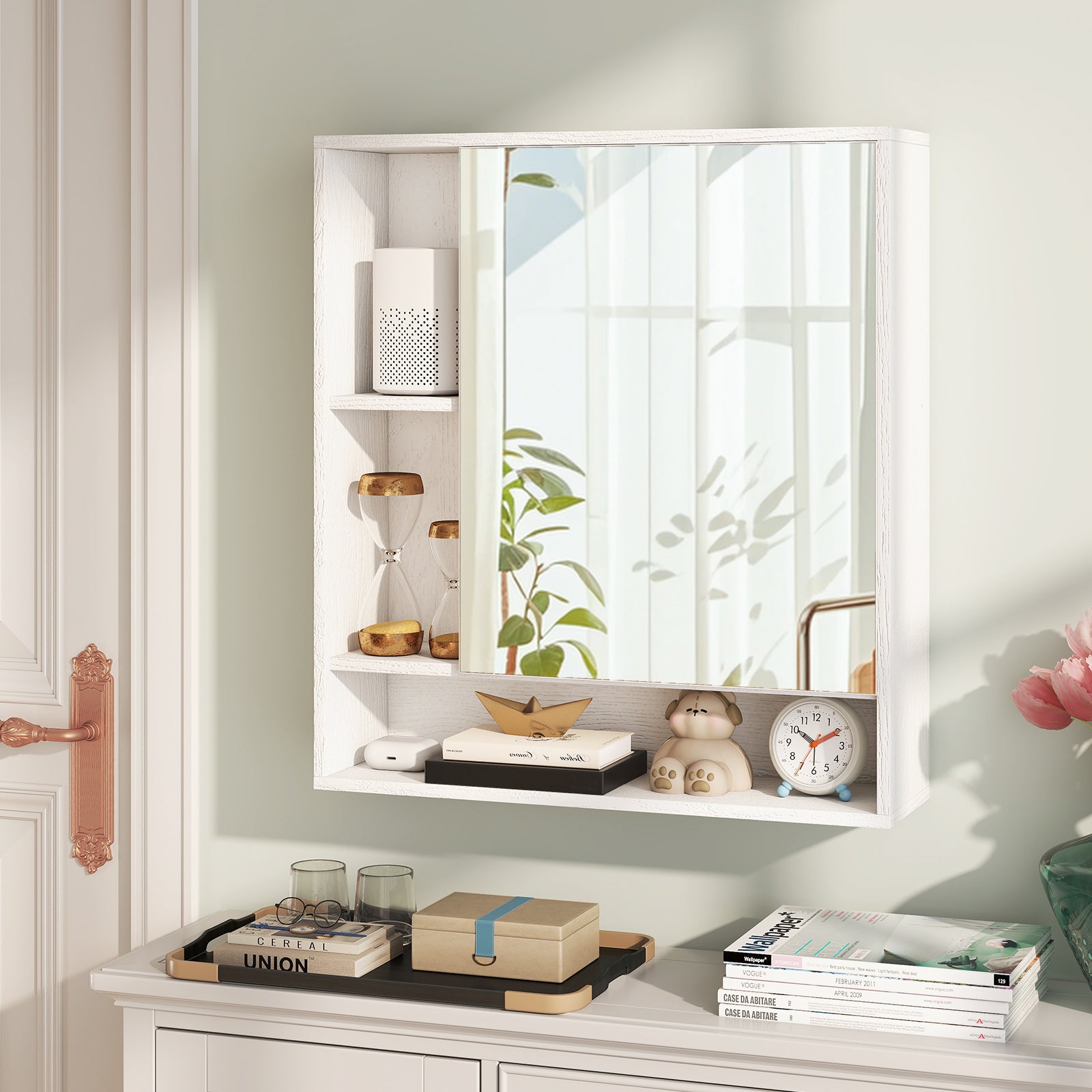 Wall Mounted Bathroom Cabinet, Single Door Mirror, White Wall Cabinets at Gallery Canada