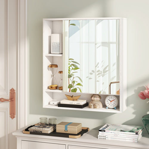 Wall Mounted Bathroom Cabinet, Single Door Mirror, White