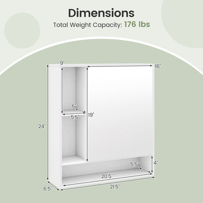 Wall Mounted Bathroom Cabinet, Single Door Mirror, White Wall Cabinets at Gallery Canada