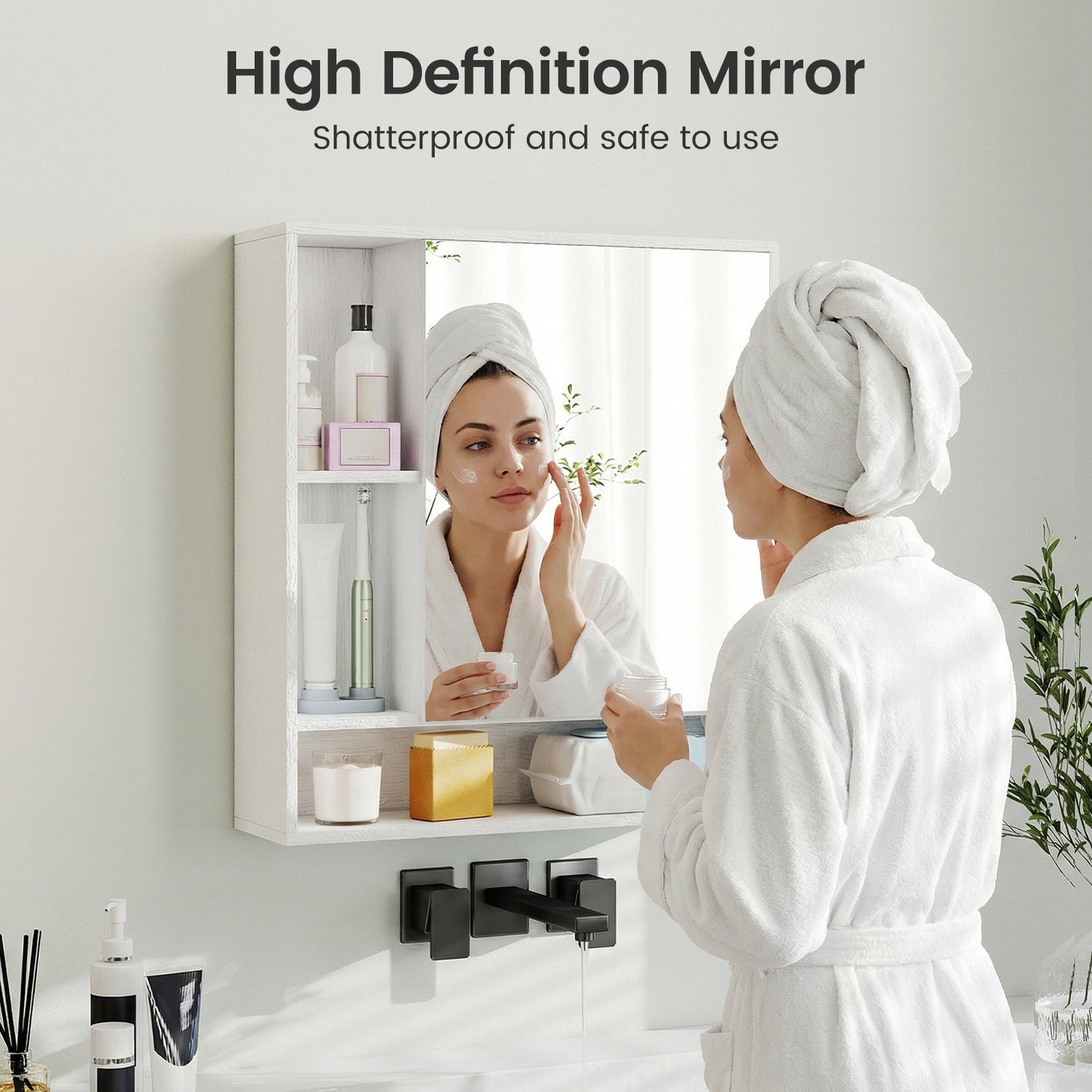 Wall Mounted Bathroom Cabinet, Single Door Mirror, White Wall Cabinets at Gallery Canada