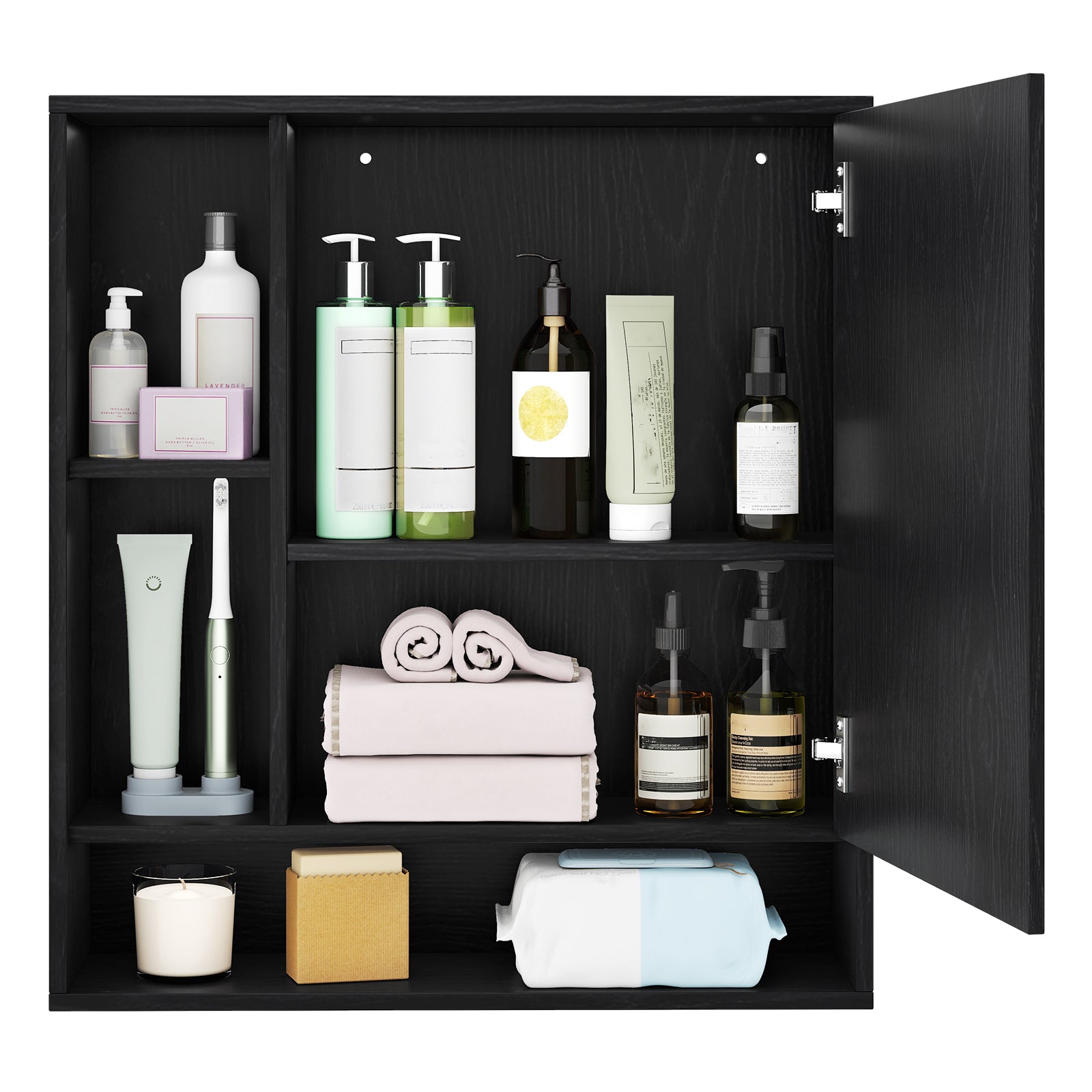 Wall Mounted Bathroom Cabinet With Mirror, Single Door, Black Wall Cabinets at Gallery Canada