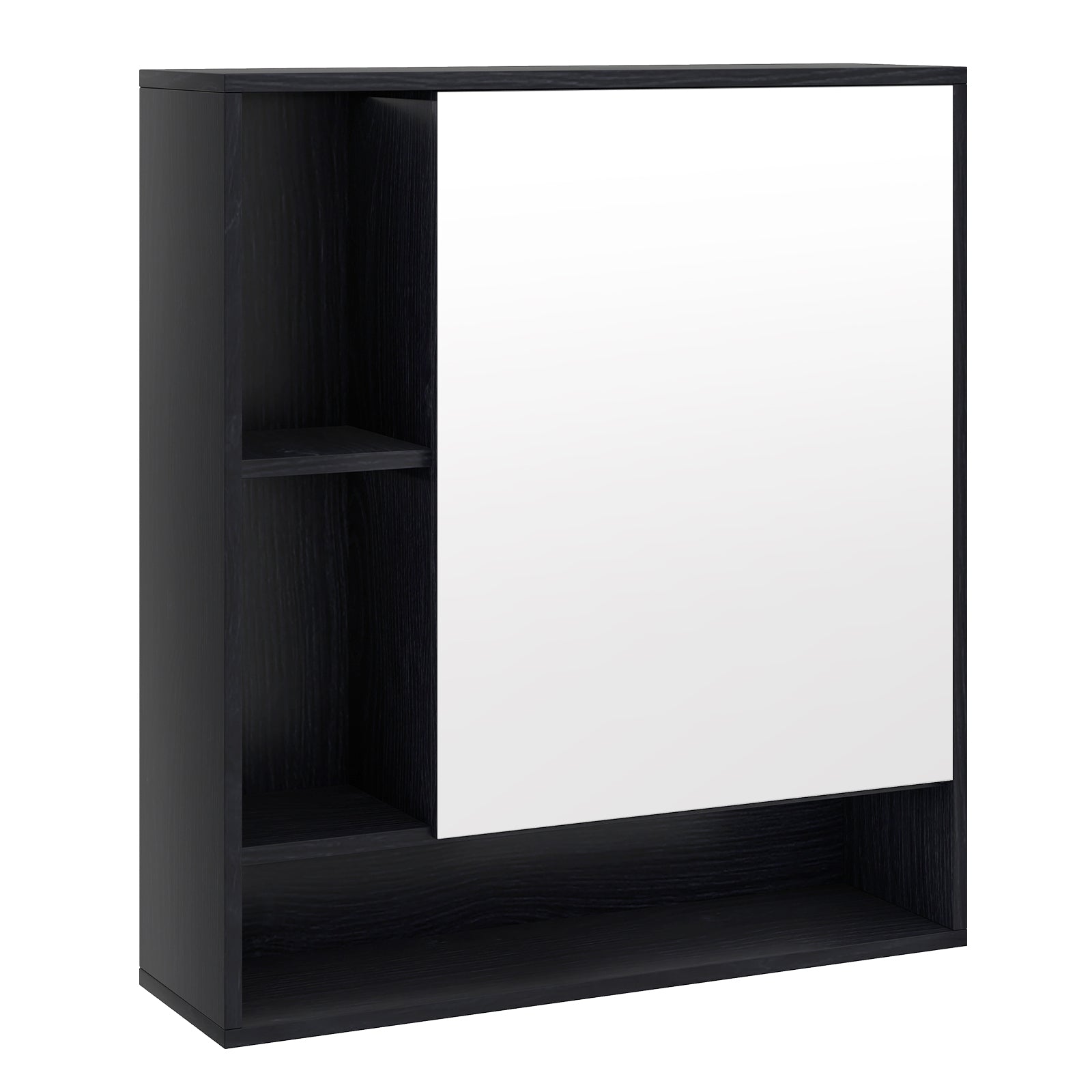 Wall Mounted Bathroom Cabinet With Mirror, Single Door, Black Wall Cabinets Black at Gallery Canada