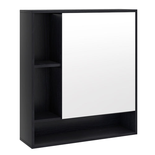 Wall Mounted Bathroom Cabinet With Mirror, Single Door, Black