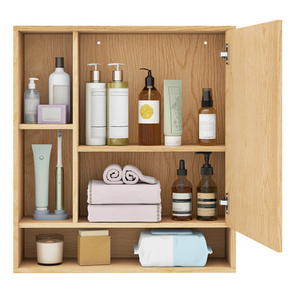 Wall Mounted Bathroom Cabinet With Mirror, Single Door, Natural Wall Cabinets at Gallery Canada