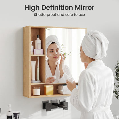 Wall Mounted Bathroom Cabinet With Mirror, Single Door, Natural Wall Cabinets at Gallery Canada