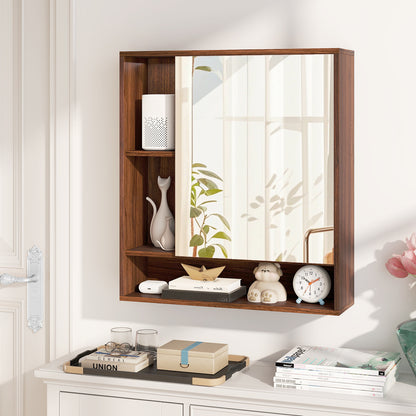 Wall Mounted Bathroom Cabinet With Mirror, Single Door, Walnut Wall Cabinets at Gallery Canada