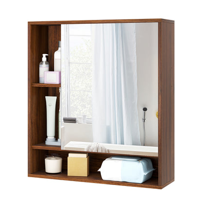 Wall Mounted Bathroom Cabinet With Mirror, Single Door, Walnut Wall Cabinets at Gallery Canada