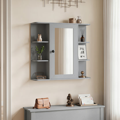Wall Mounted Medicine Cabinet with Mirror, Gray