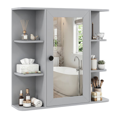 Wall Mounted Medicine Cabinet with Mirror, Gray