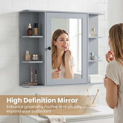 Wall Mounted Medicine Cabinet with Mirror, Gray