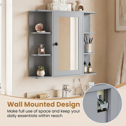 Wall Mounted Medicine Cabinet with Mirror, Gray