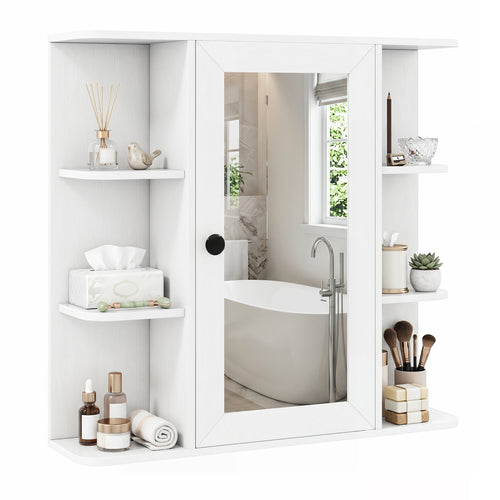 Wall Mounted Bathroom Medicine Cabinet With Mirror, White