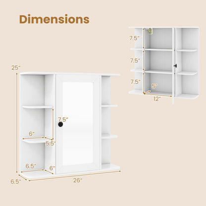 Wall Mounted Bathroom Medicine Cabinet With Mirror, White