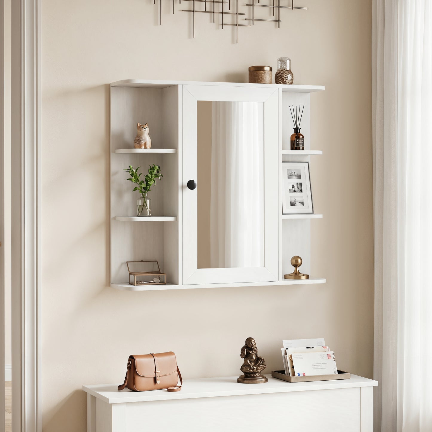 Wall Mounted Bathroom Medicine Cabinet With Mirror, White