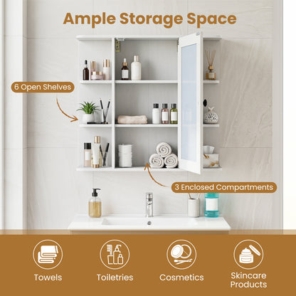 Wall Mounted Bathroom Medicine Cabinet With Mirror, White