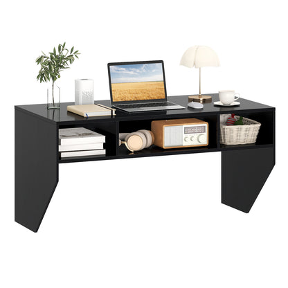 Wall-Mounted Computer Desk Floating Laptop Desk with 3 Storage Compartments, Black Computer Desks Black at Gallery Canada