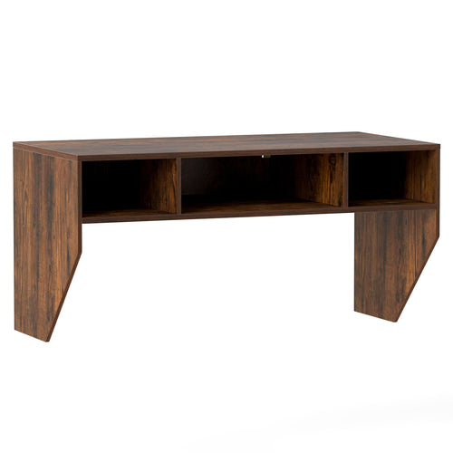 Wall-Mounted Computer Desk Floating Laptop Desk with 3 Storage Compartments, Rustic Brown