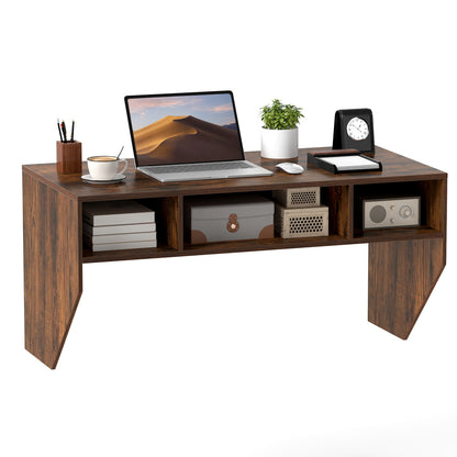 Wall-Mounted Computer Desk Floating Laptop Desk with 3 Storage Compartments, Rustic Brown Computer Desks at Gallery Canada