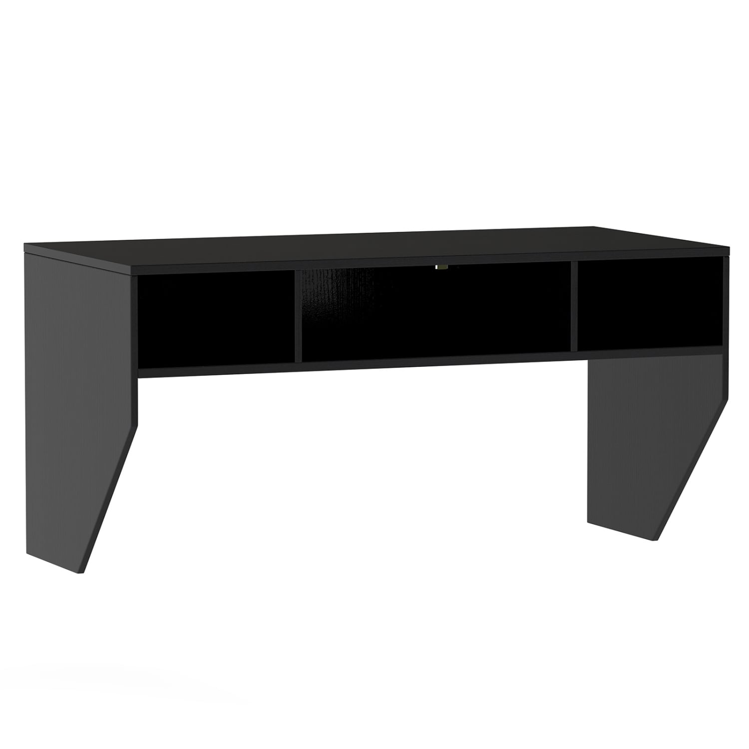 Wall-Mounted Computer Desk Floating Laptop Desk with 3 Storage Compartments, Black Computer Desks Black at Gallery Canada