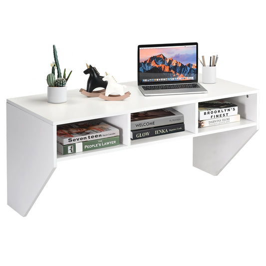 Wall Mounted Floating Computer Desk, White Laptop Tables & Printer Stands White at Gallery Canada