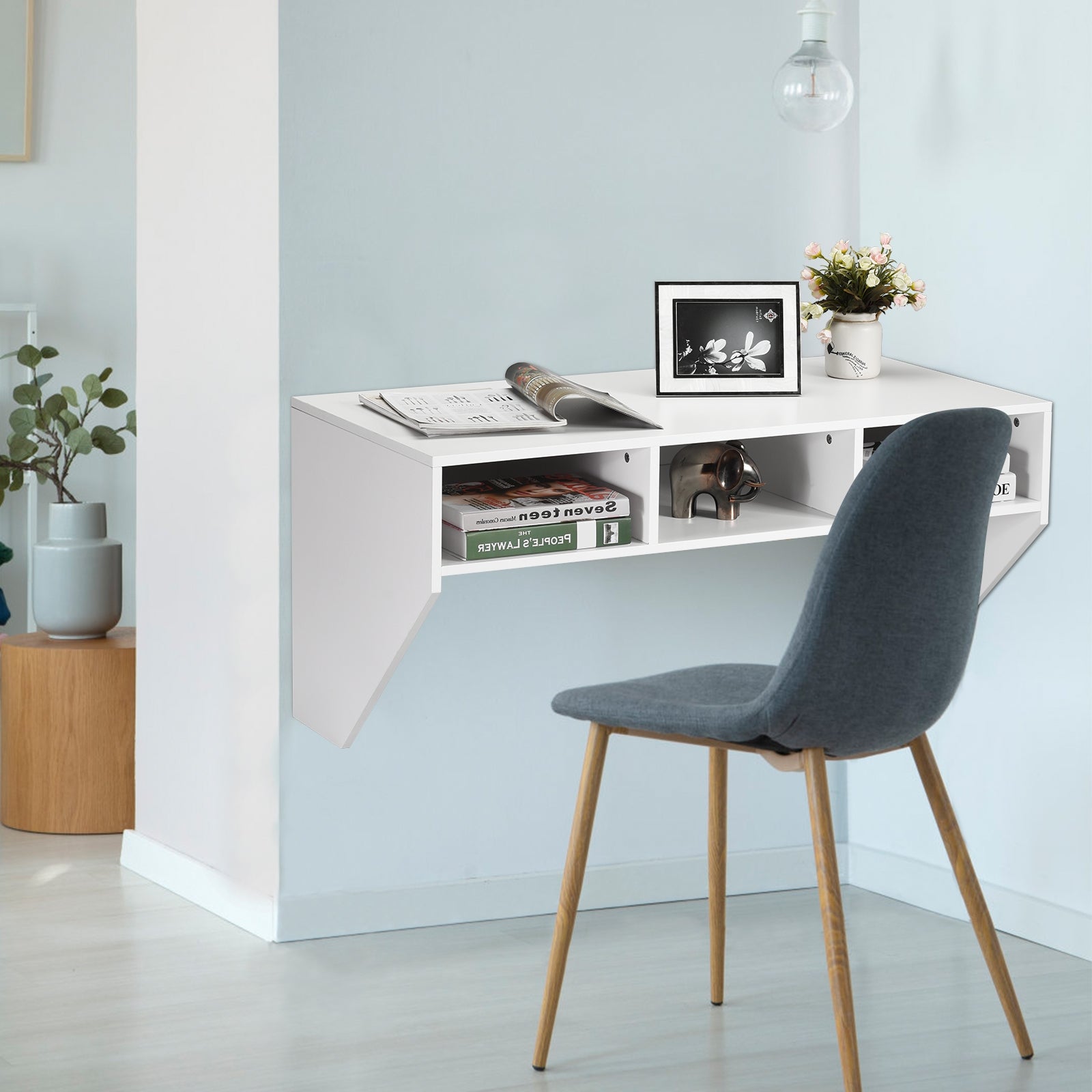 Wall Mounted Floating Computer Desk, White Laptop Tables & Printer Stands at Gallery Canada