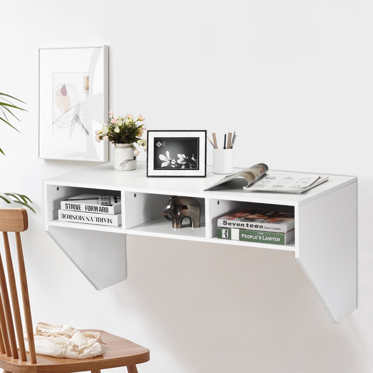 Wall Mounted Floating Computer Desk, White Laptop Tables & Printer Stands at Gallery Canada