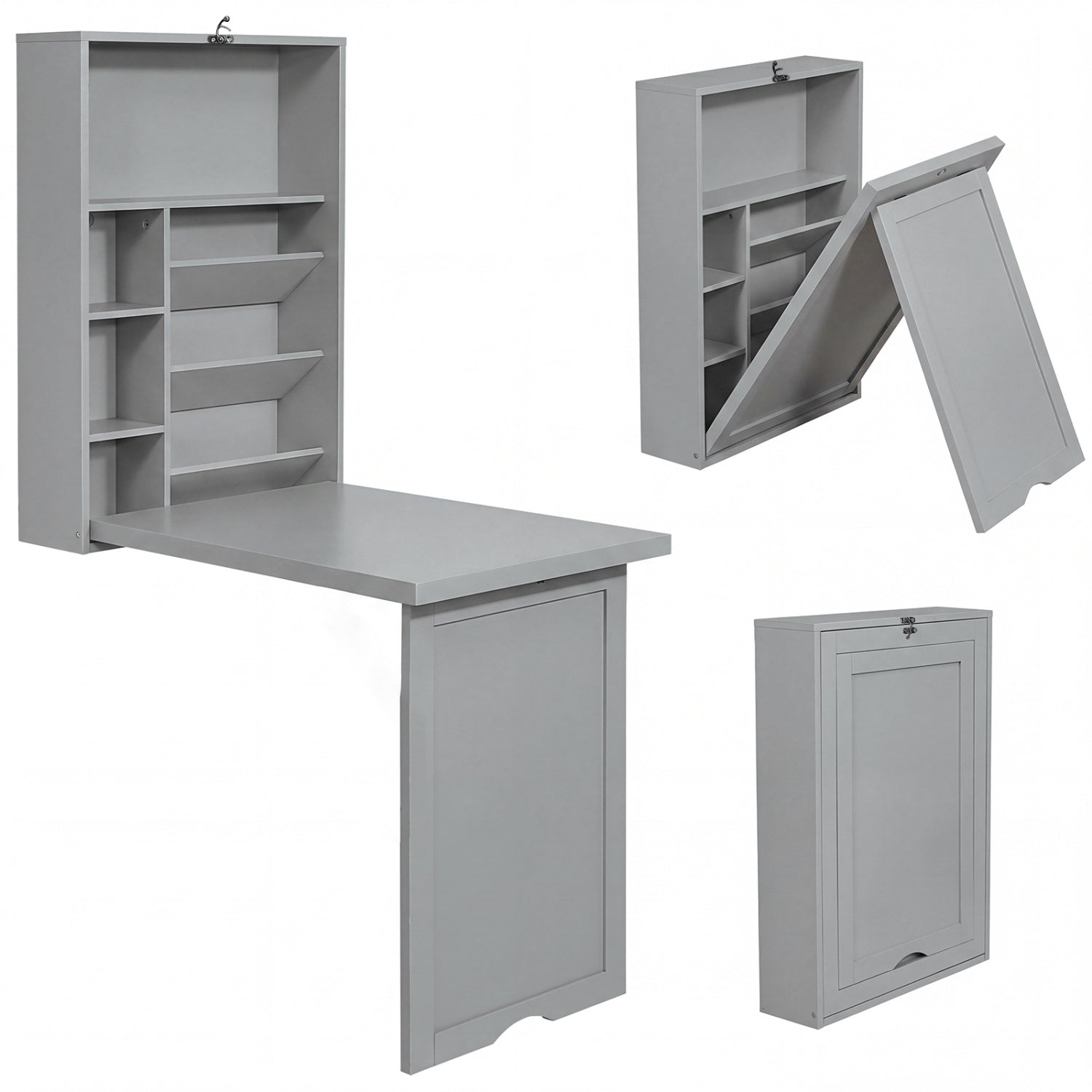 Wall Mounted Fold Out Floating Desk, Gray Laptop Tables & Printer Stands at Gallery Canada