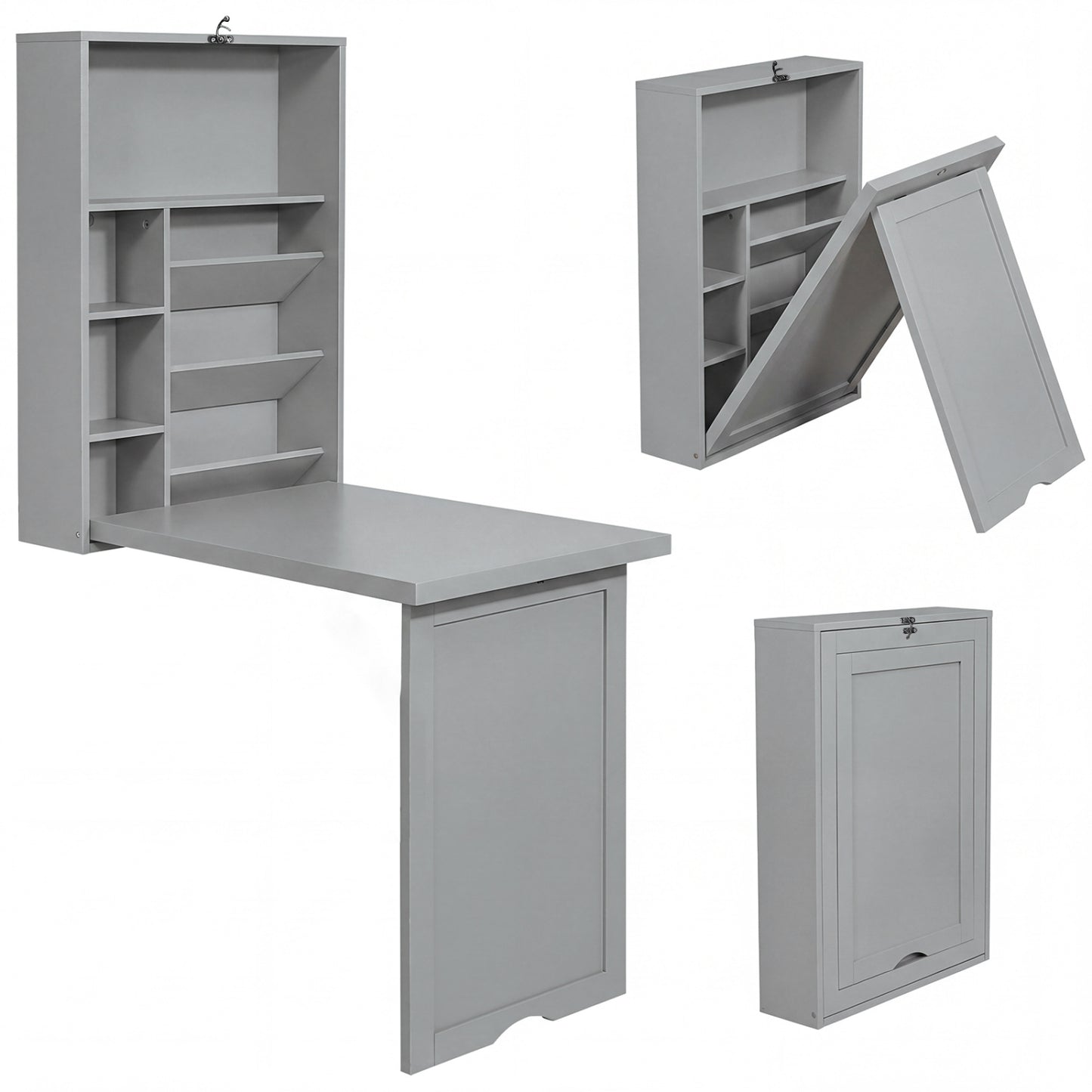 Wall Mounted Fold Out Floating Desk, Gray Laptop Tables & Printer Stands at Gallery Canada