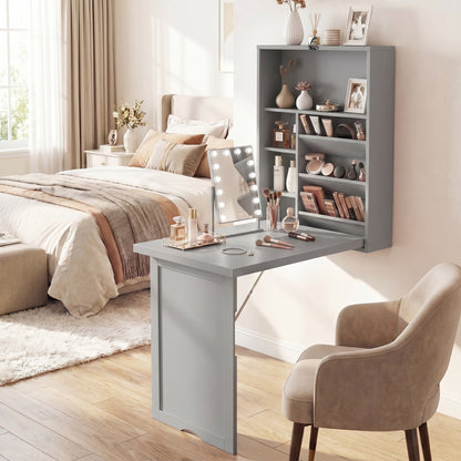 Wall Mounted Fold Out Floating Desk, Gray Laptop Tables & Printer Stands at Gallery Canada