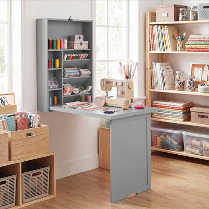 Wall Mounted Fold Out Floating Desk, Gray Laptop Tables & Printer Stands at Gallery Canada