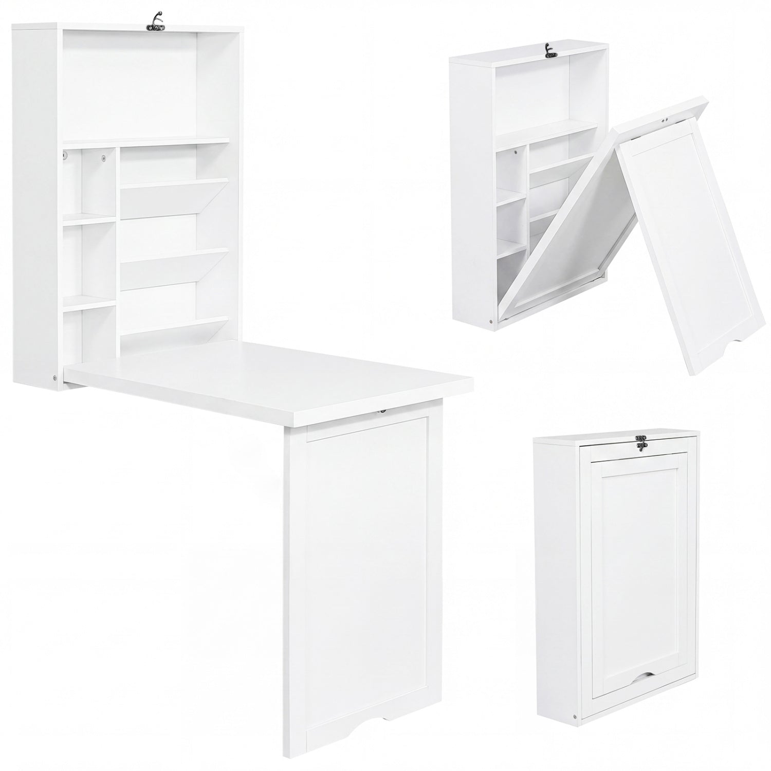 Wall Mounted Fold-Out Convertible Floating Desk Space Saver, White Laptop Tables & Printer Stands at Gallery Canada
