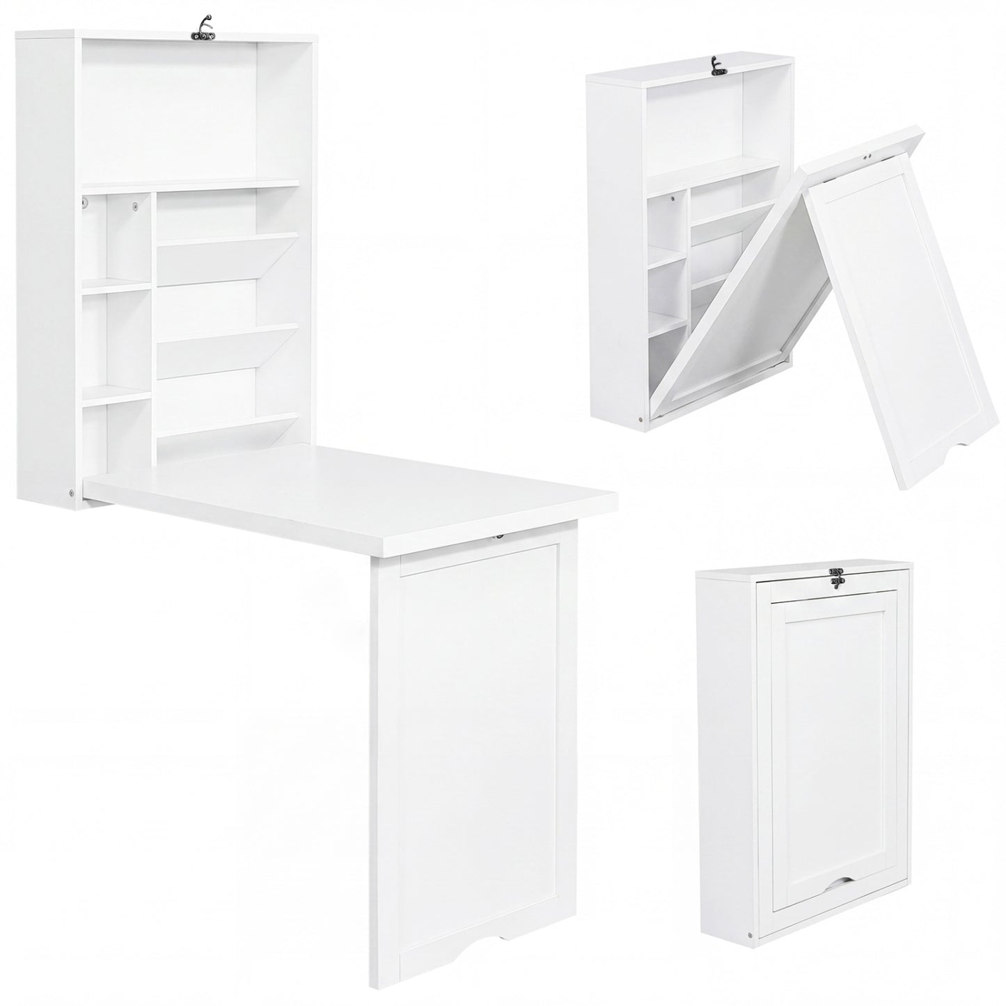 Wall Mounted Fold-Out Convertible Floating Desk Space Saver, White Laptop Tables & Printer Stands at Gallery Canada