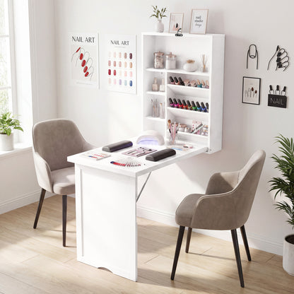 Wall Mounted Fold-Out Convertible Floating Desk Space Saver, White Laptop Tables & Printer Stands at Gallery Canada