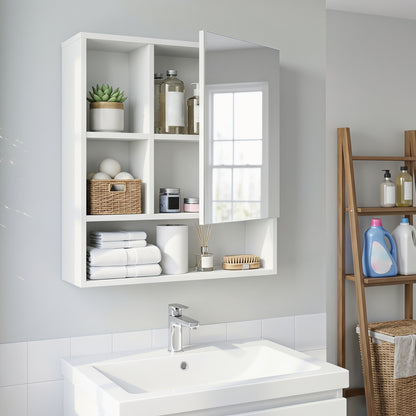 Wall-Mounted Mirror Cabinet, 2 Hidden Shelves, 3 Compartments, White Wall Cabinets at Gallery Canada