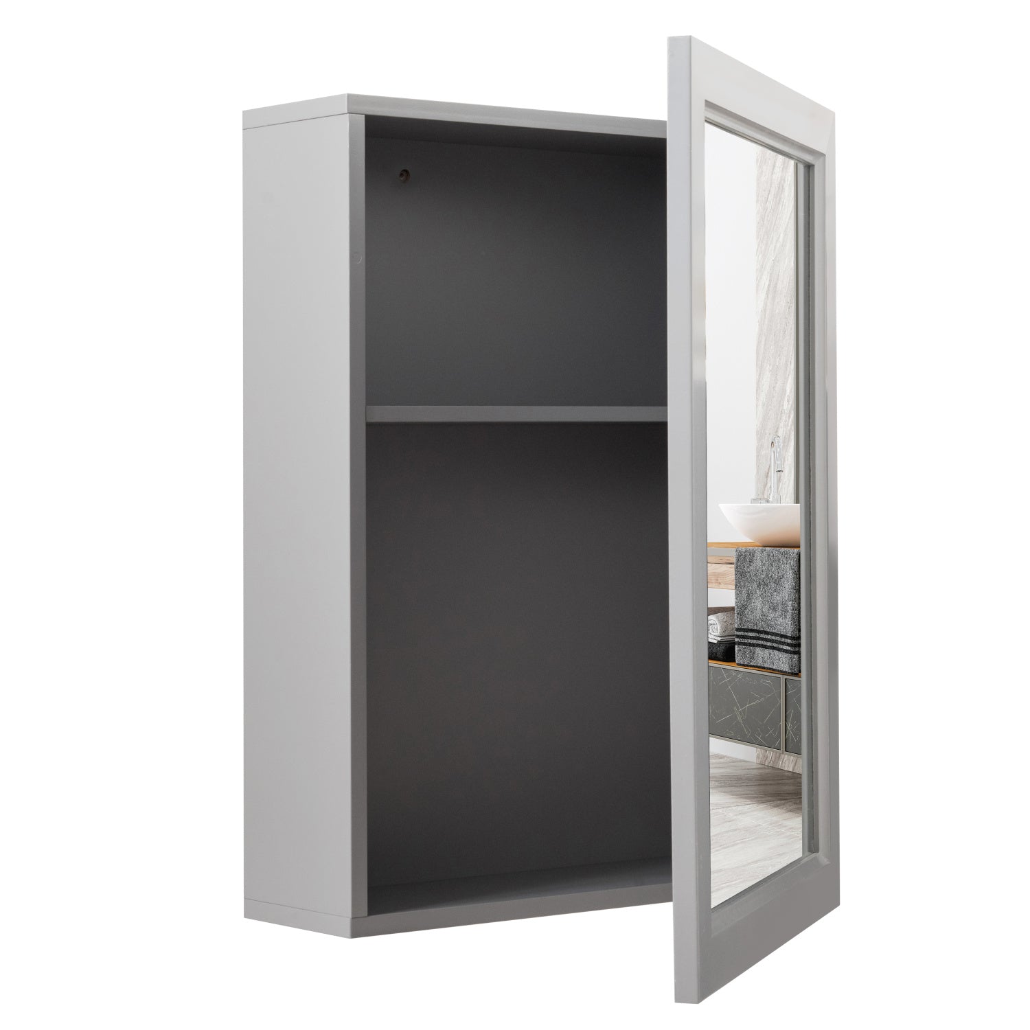 Wall Mounted Mirrored Medicine Cabinet, Gray Wall Cabinets at Gallery Canada