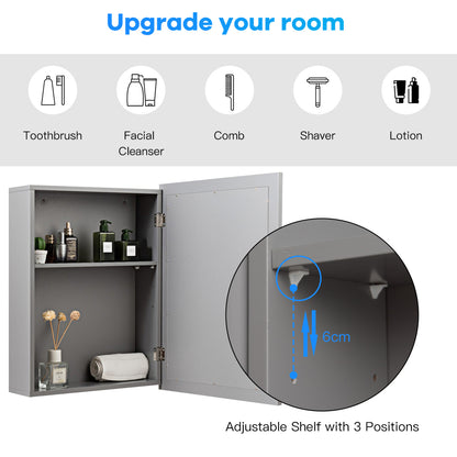 Wall Mounted Mirrored Medicine Cabinet, Gray Wall Cabinets at Gallery Canada