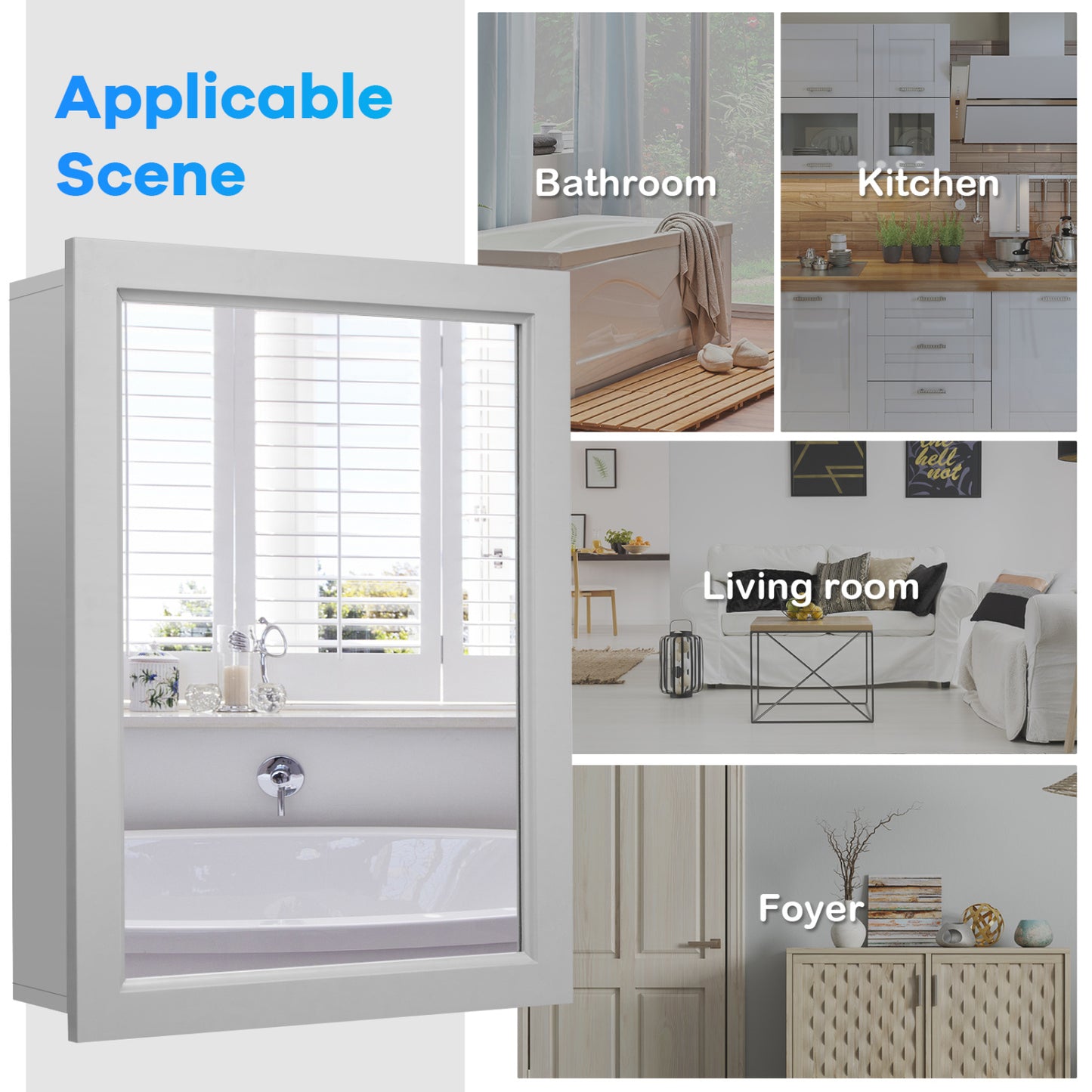 Wall Mounted Mirrored Medicine Cabinet, Gray Wall Cabinets at Gallery Canada