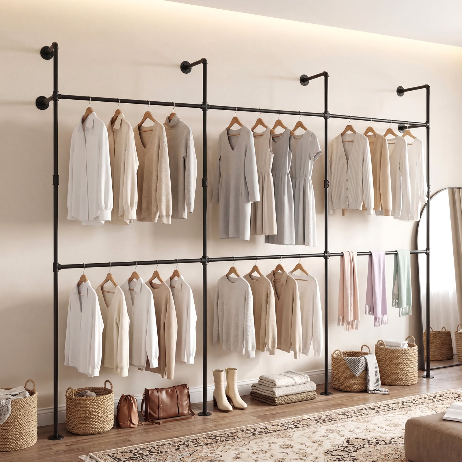 Wall Mounted Pipe Clothing Rack, 6 Hanging Rods, Black Clothing & Closet Storage at Gallery Canada