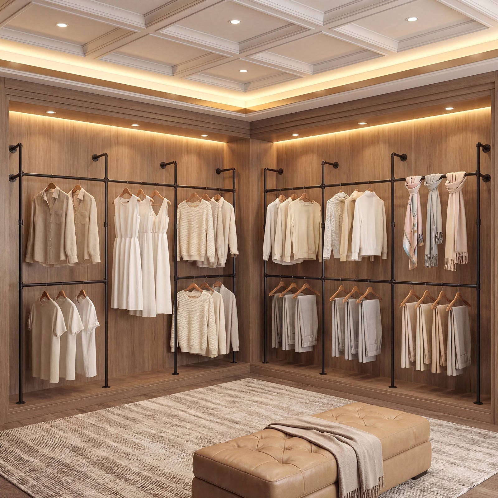 Wall Mounted Pipe Clothing Rack, 6 Hanging Rods, Black Clothing & Closet Storage at Gallery Canada