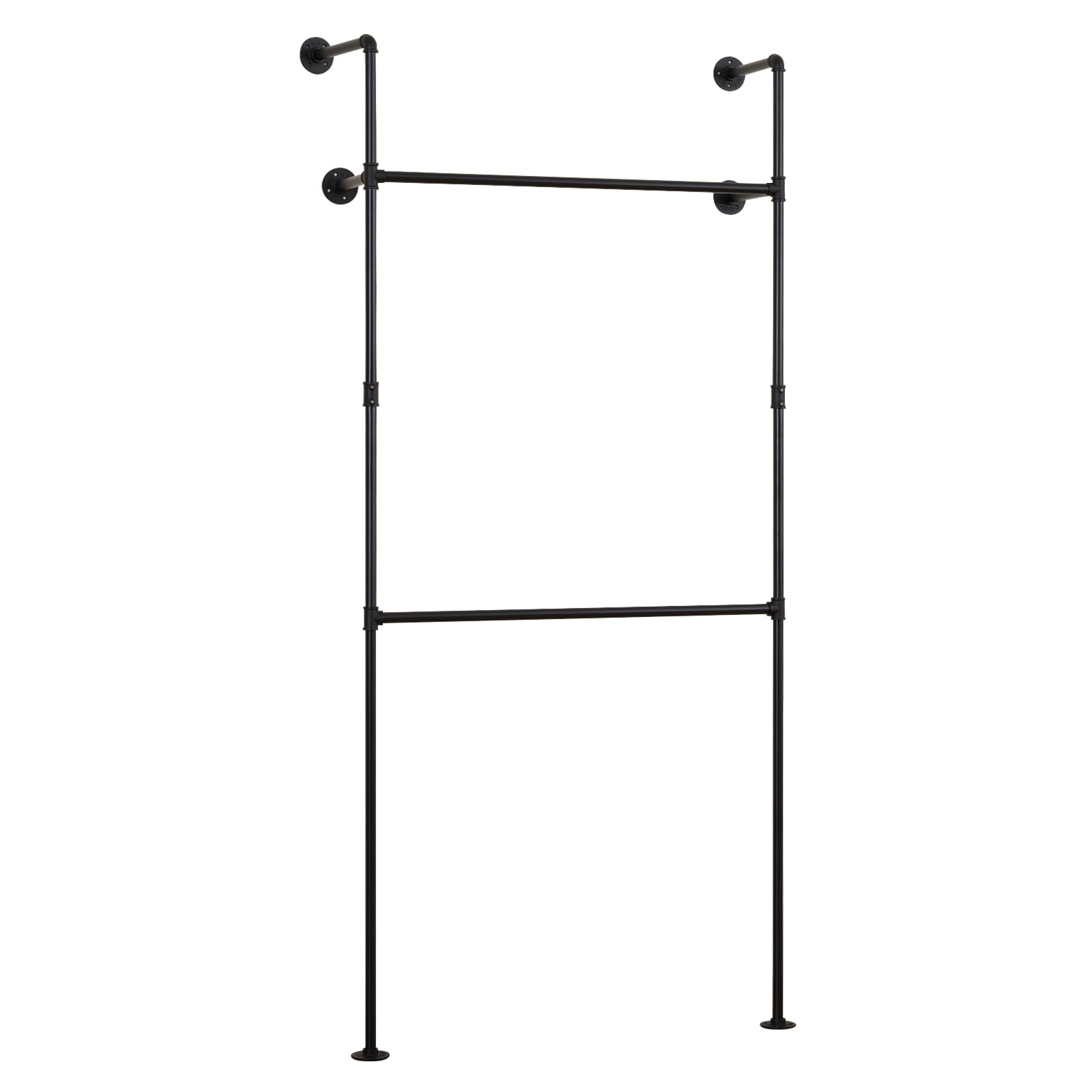 Wall Mounted Pipe Clothing Rack, 2 Hanging Rods, Black Clothing & Closet Storage at Gallery Canada
