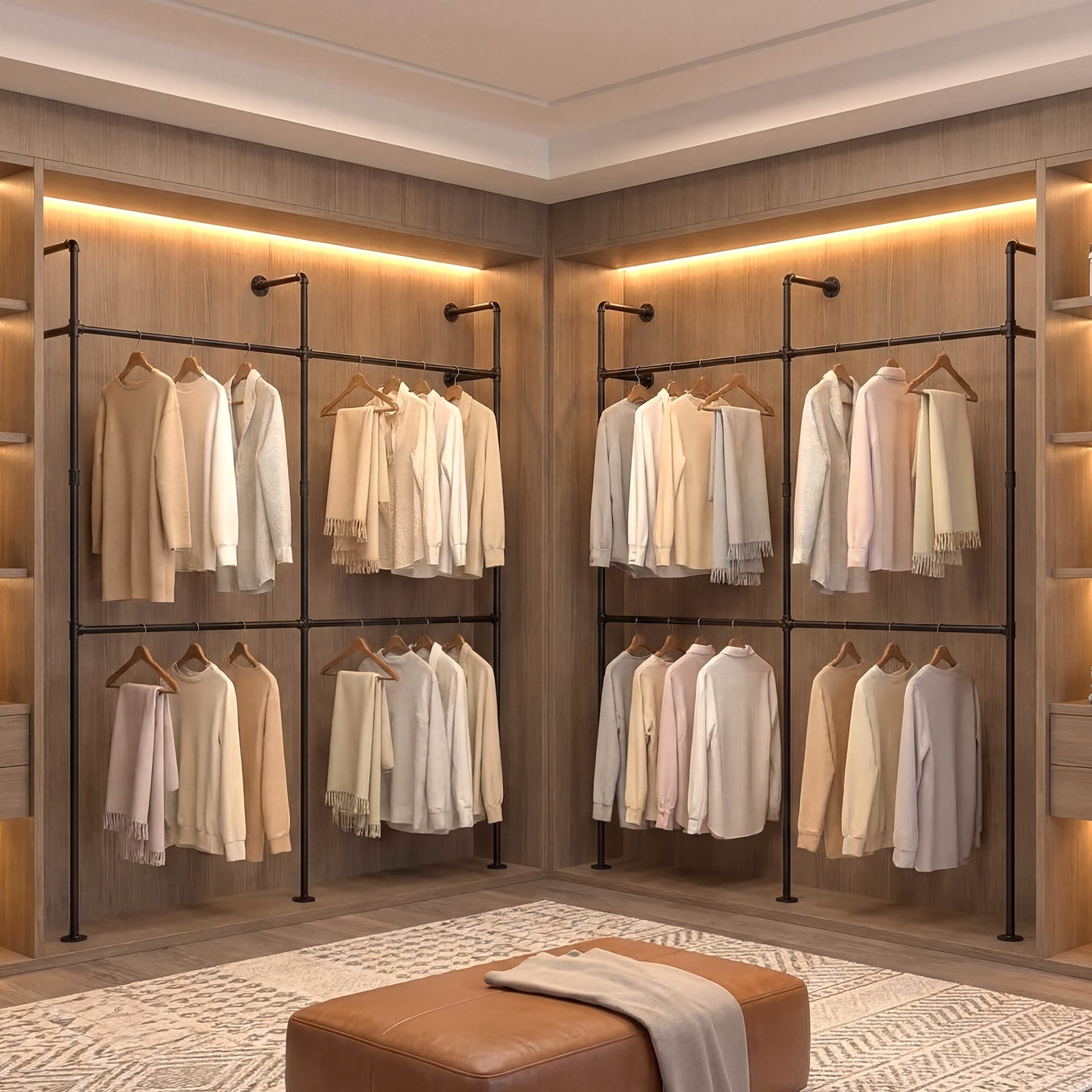 Wall Mounted Pipe Clothing Rack, 4 Hanging Rods, Black Clothing & Closet Storage at Gallery Canada