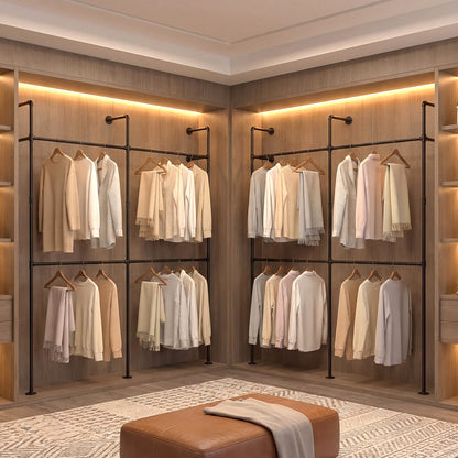 Wall Mounted Pipe Clothing Rack, 4 Hanging Rods, Black Clothing & Closet Storage at Gallery Canada